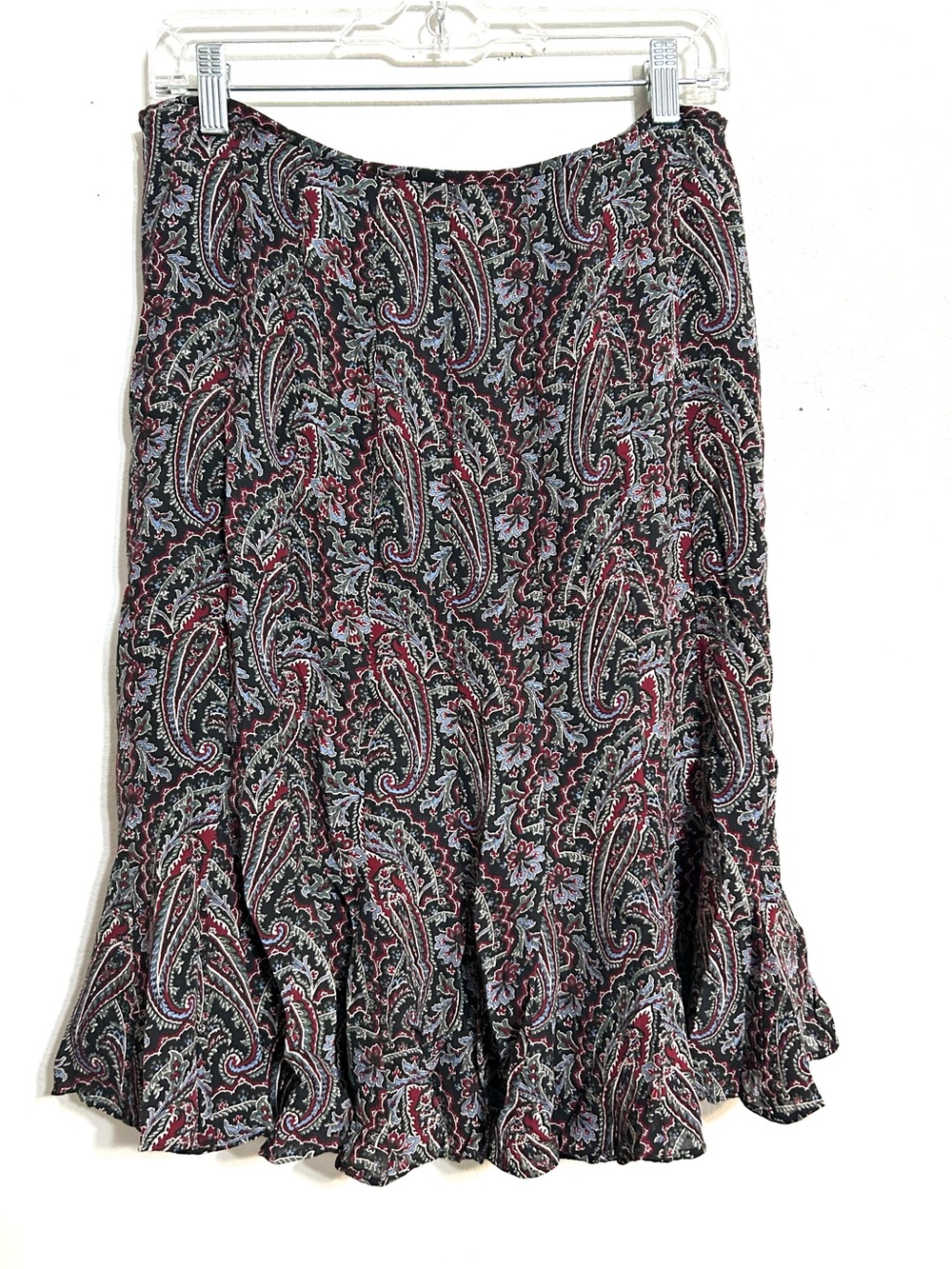 VTG Silk Paisley Midi Skirt Ruffle Fairy Grunge Earthy Boho Festival - Picture 4 of 7